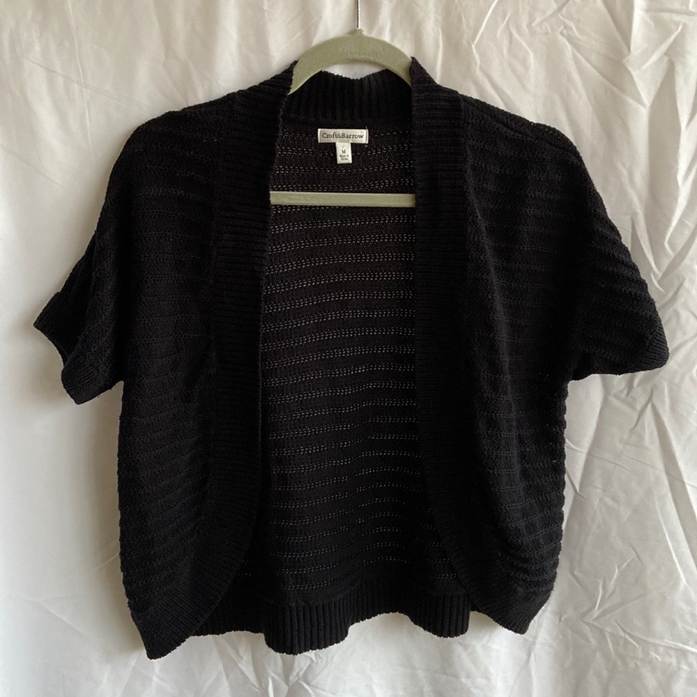 Black Croft & Barrow Short Sleeve Cardigan, pre-owned, like new, Medium Size